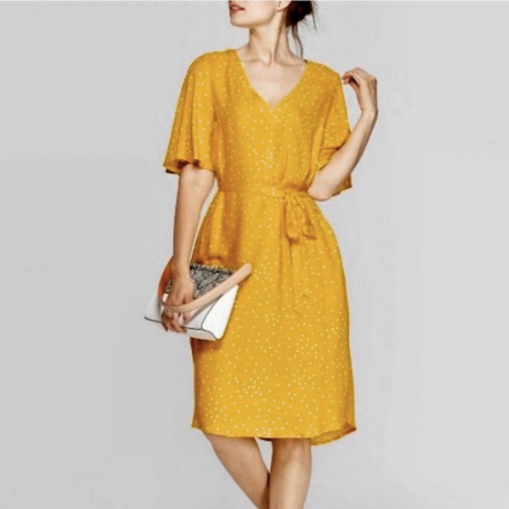 NWT Flutter Sleeve Polka Dot Dress SZ L